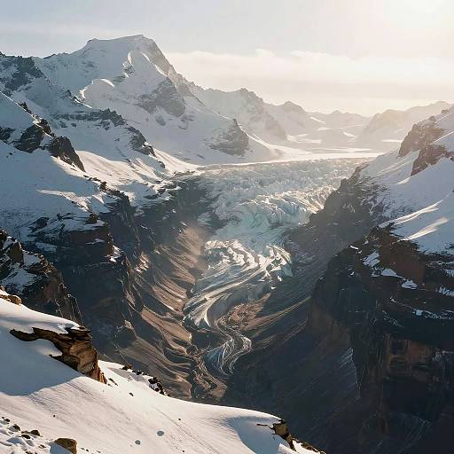 Misty Snow-Capped Mountain Sunrise