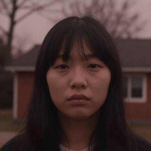 Somber Asian Portrait with Dark Silhouette