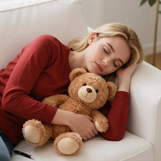 Serene Slumber: Blonde Woman on Couch