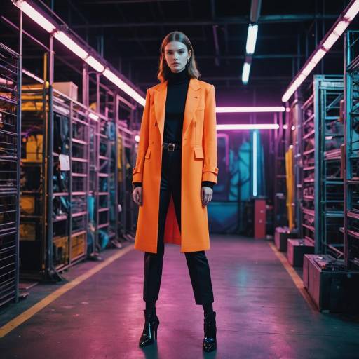 High Fashion in Vibrant Industrial Setting