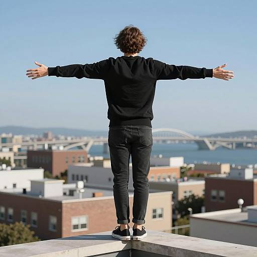 Urban Rooftop Embrace with City View