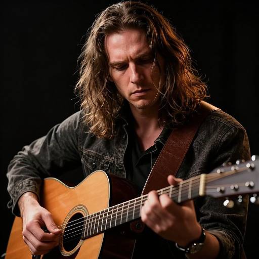 Photorealistic Musician Playing Guitar