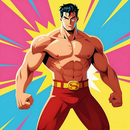 Dynamic Superhero Illustration of Strength