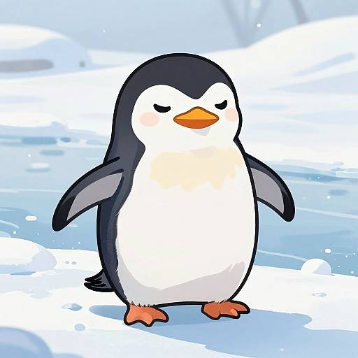 Playful Cartoon Penguin on Ice