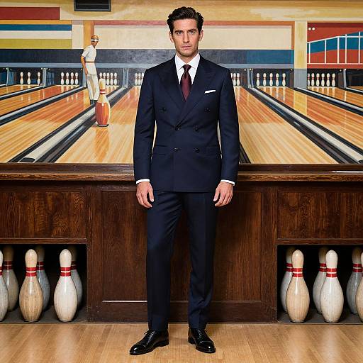 Confident Man in Vintage Bowling Club