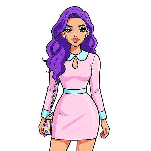 Pop Art Woman in Pastel Mini Dress