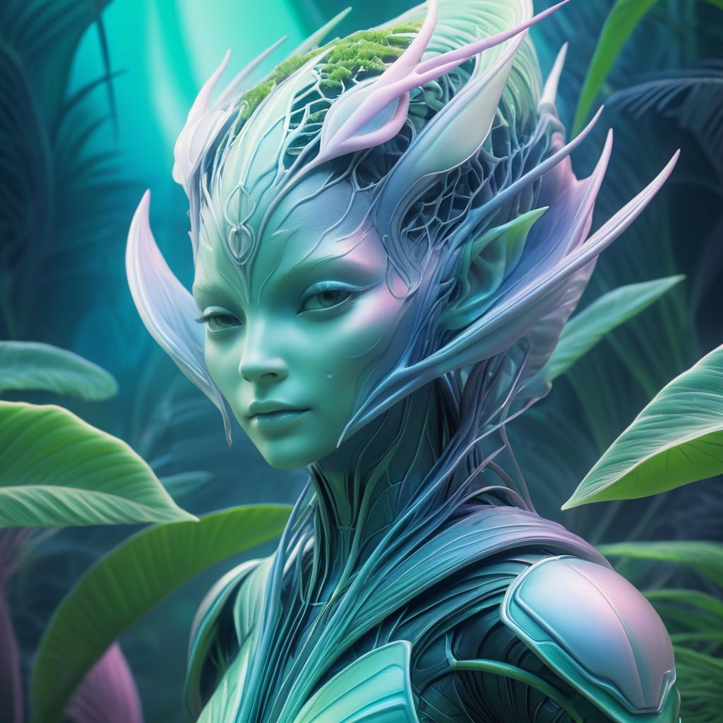 Intricate Portrait of an Alien Botanist