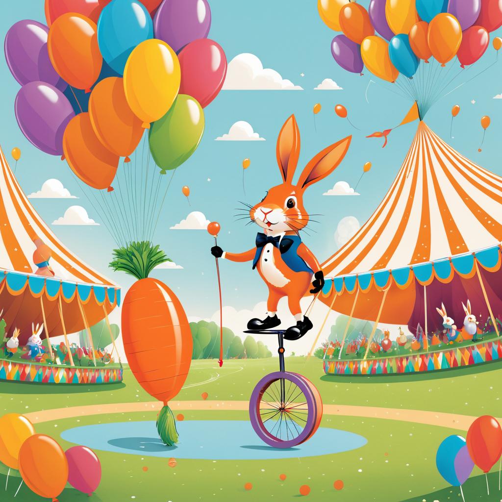 Whimsical Rabbit on Unicycle in Circus