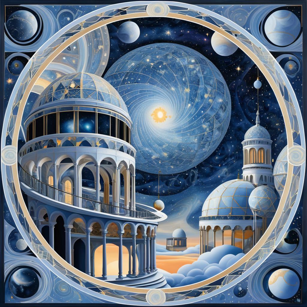 Ethereal Celestial Observatory in Escher Style