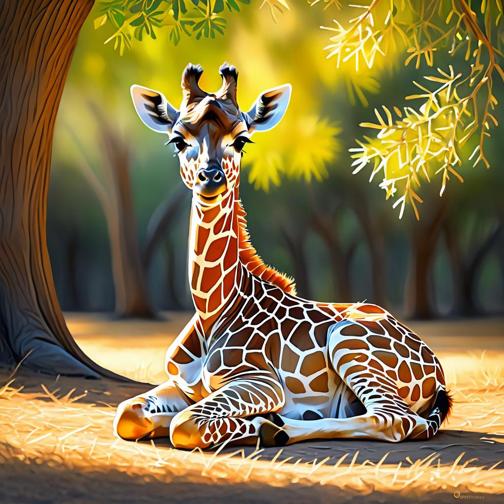 Serene Baby Giraffe in Morning Light