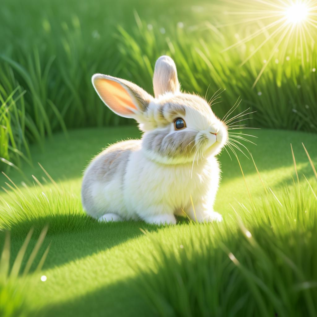 Curious Bunny Playing in Gentle Sunlight