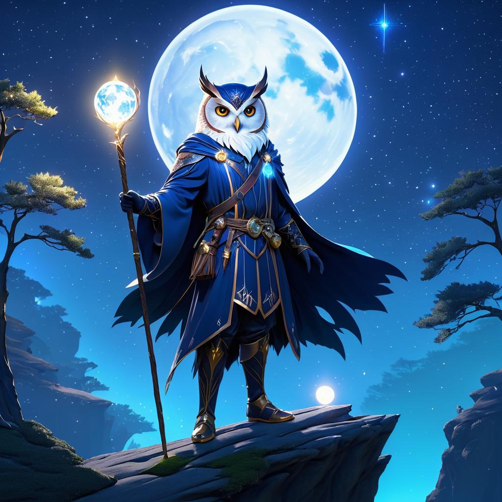 Heroic Owl Mage in Mystical Forest