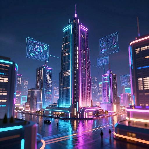 Futuristic Cyber Cityscape Artwork