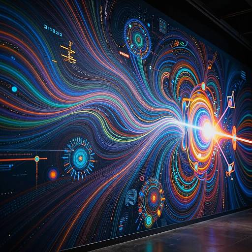 Vibrant Cybernetic Tensor Art Mural