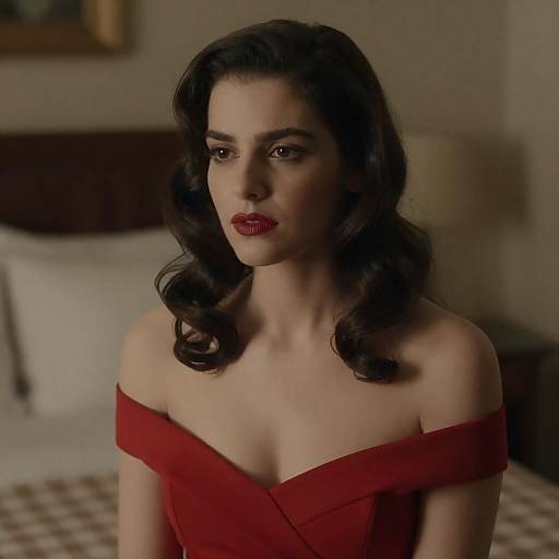 Serious Woman in Red Dress Portrait