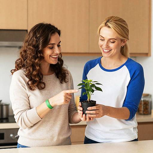 Two Friends in a Cozy Kitchen Scene