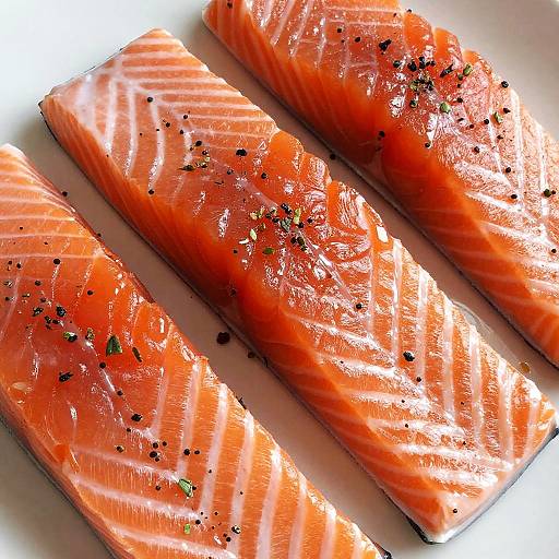 Vibrant Close-Up of Fresh Salmon Slices
