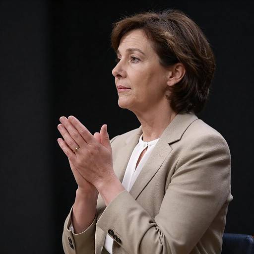Profile Portrait of Woman Clasping Hands