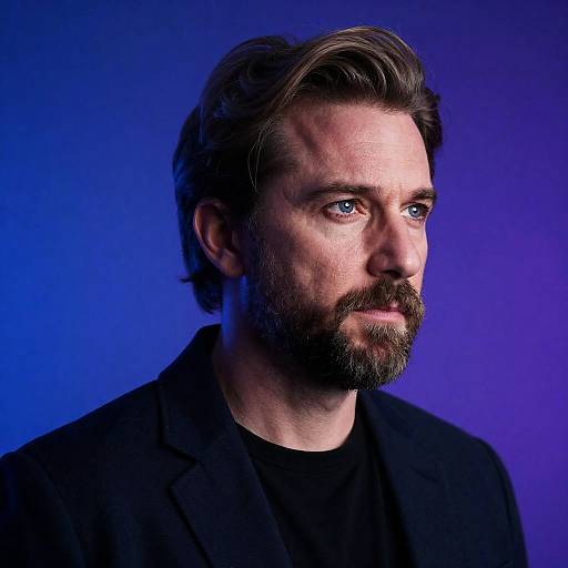 Intense Gaze of a Middle-Aged Man