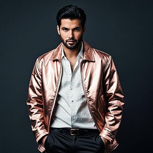 Stylish Male in Rose Gold Attire