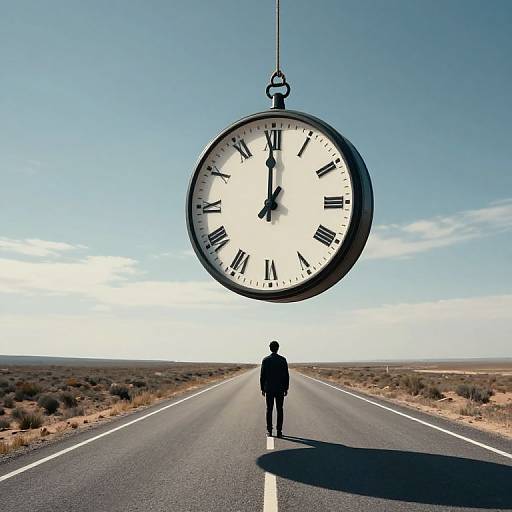 Colossal Clock Over Endless Road