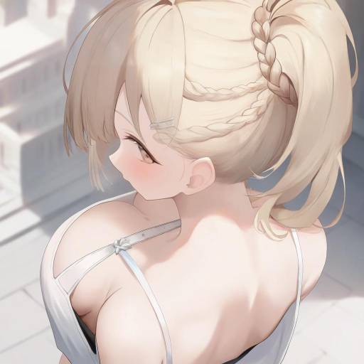Blonde Anime Girl with Braided Crown and Crown