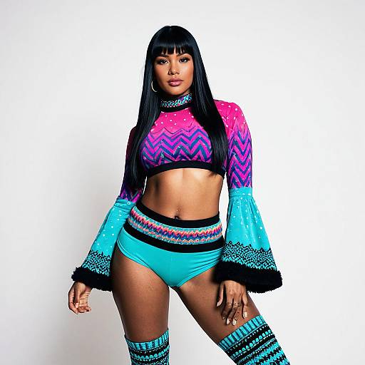 Woman in Psychedelic Rave Outfit