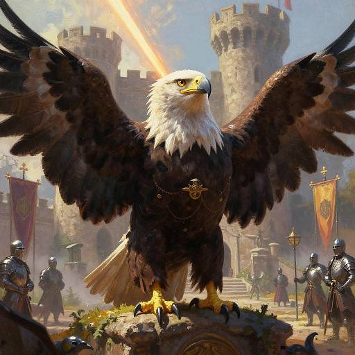 Majestic Bald Eagle Knight at Dawn