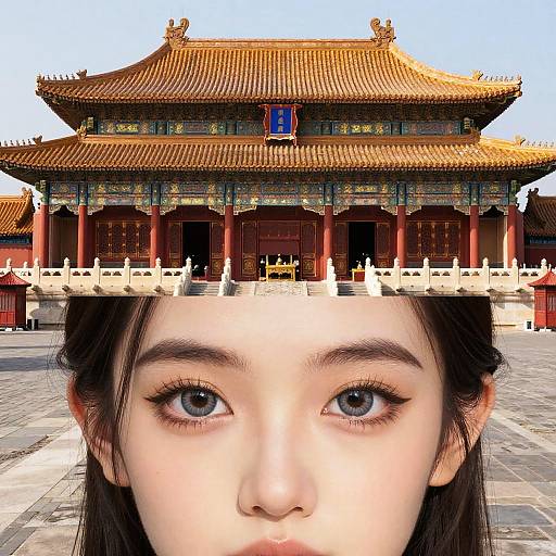 Intricate Cyberpunk Imperial Courtyard