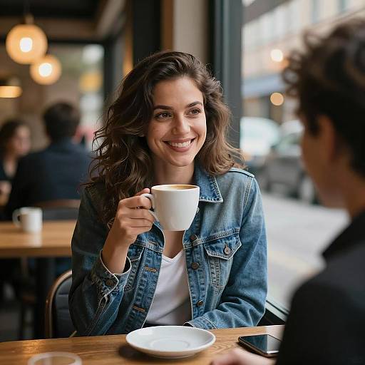Casual Evening Café Portrait with Coffee