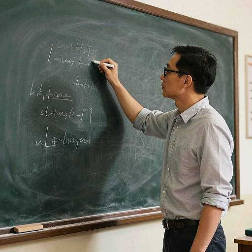 Vintage Teacher Writing on Chalkboard