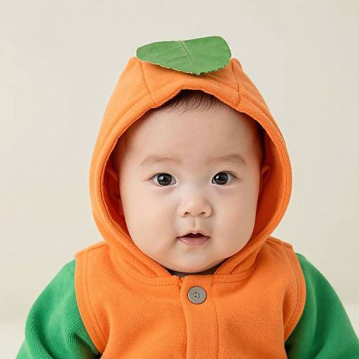 Baby in Leaf Hooded Outfit