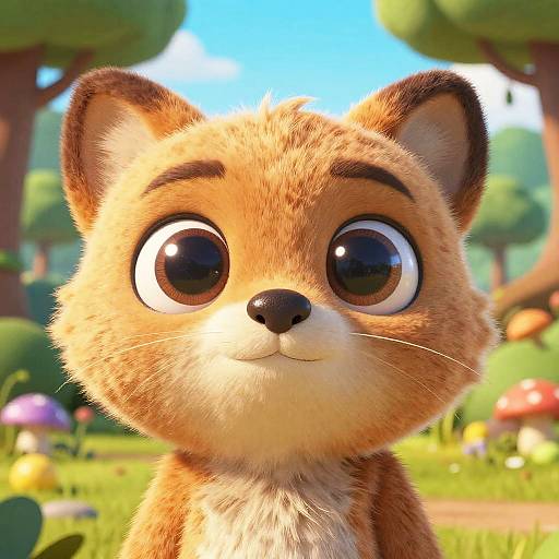 Cute Cartoon Animal with Big Eyes