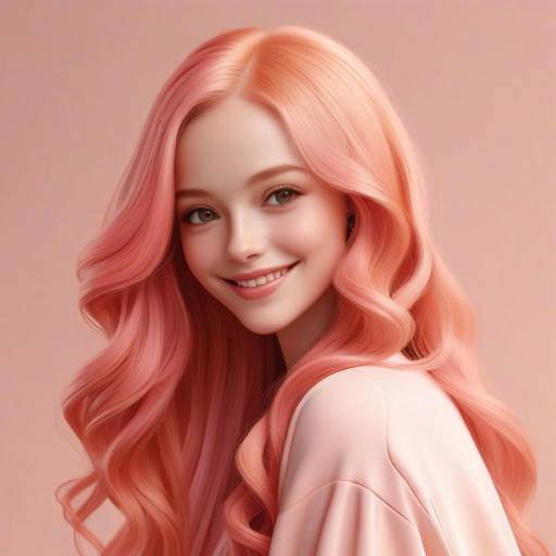 Smiling Young Woman with Pink Hair Portrait