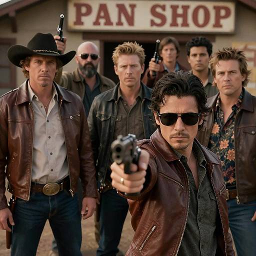 Dramatic Western Standoff with Seven Men