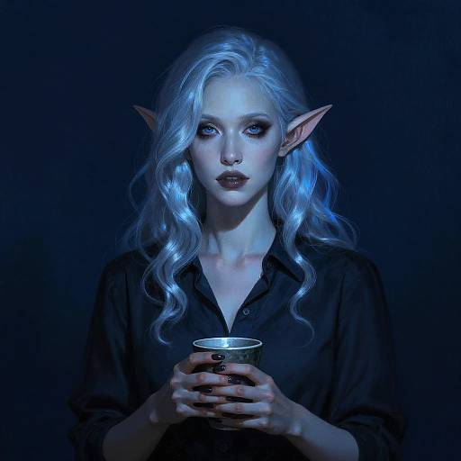 Moody Blue Elf Woman Portrait