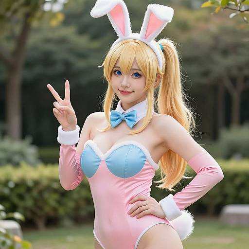Confident Blonde Bunny Girl Portrait