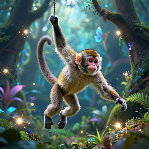 Magical Sprite Monkey in Enchanted Forest