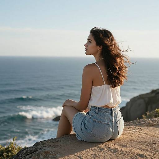 Woman Embracing Oceanic Freedom