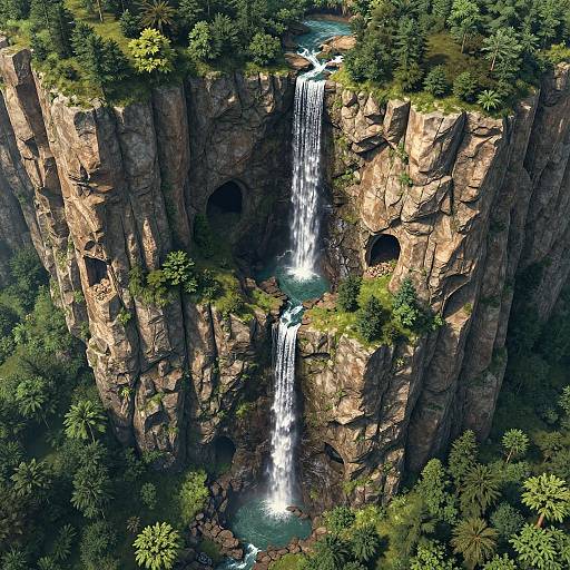 Fantasy DnD Cliff Map with Waterfalls