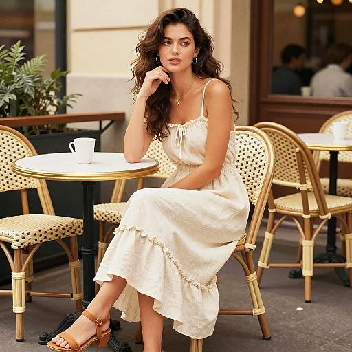 Willowy Woman at French Cafe