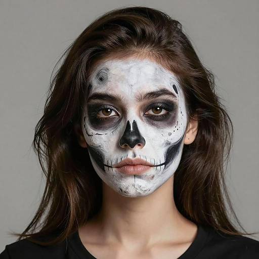 Realistic Skull-Faced Girl Portrait