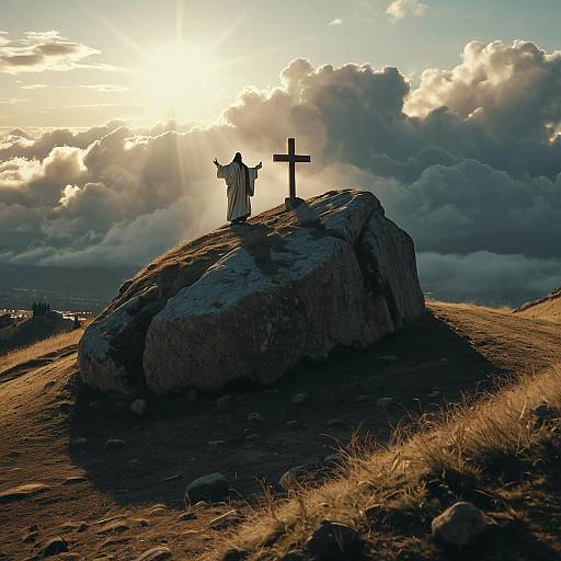 Resurrected Jesus Emerging from Tomb