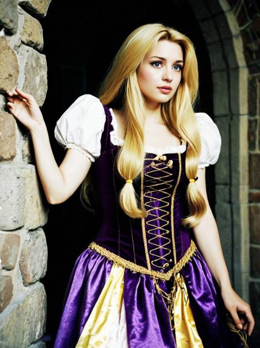 Woman in Elegant Rapunzel Costume