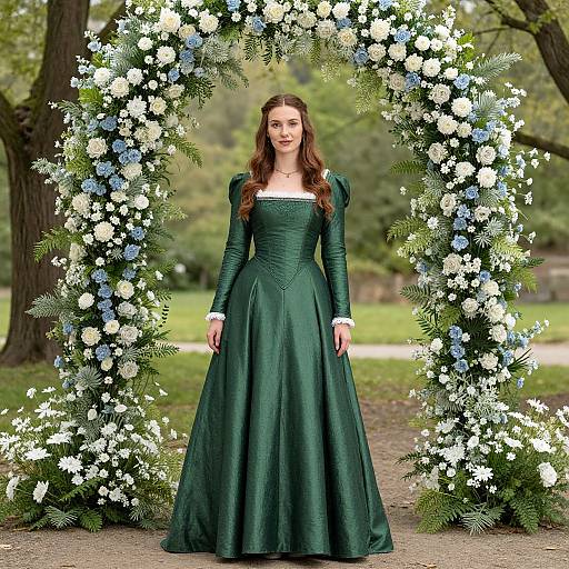 Woman in Green Medieval Dress