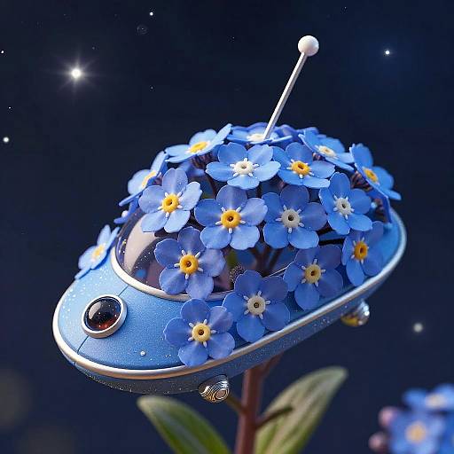 Futuristic Blooming Forget-Me-Not Spaceship