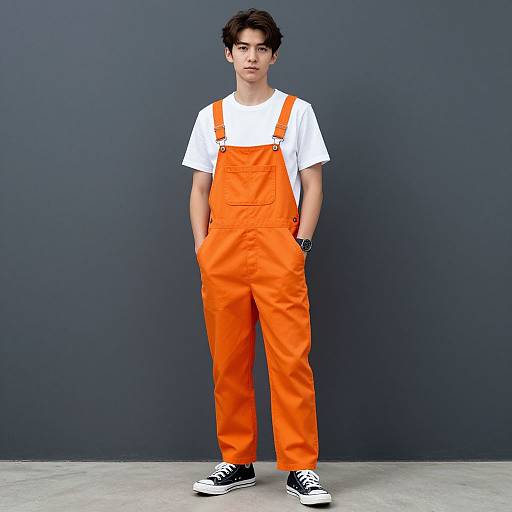 Realistic Male in Orange Overalls