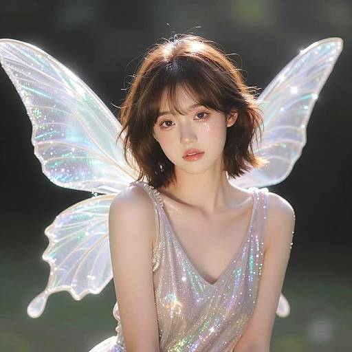 Ethereal Fairy Portrait with Glowing Wings