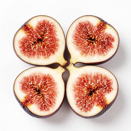 Vivid Halved Figs on White