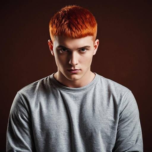 Young Man with Red Buzz Cut Hairstyle